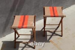 Vtg Pair Danish Modern Folding Stools Camping Lifestyle Vintage Vibes Alert