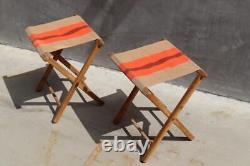 Vtg Pair Danish Modern Folding Stools Camping Lifestyle Vintage Vibes Alert