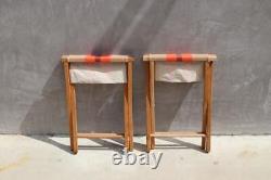 Vtg Pair Danish Modern Folding Stools Camping Lifestyle Vintage Vibes Alert