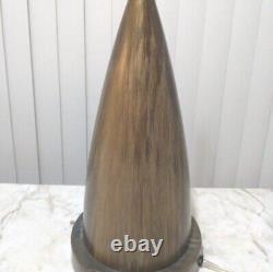 Vtg Unique Mid Century Modern Atomic Danish Unmarked Faux Wood Metal Table Lamp