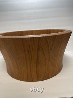 XL Mid Century Nissen Danish Modern Staved Teak Wood Salad Serving Bowl withScoops
